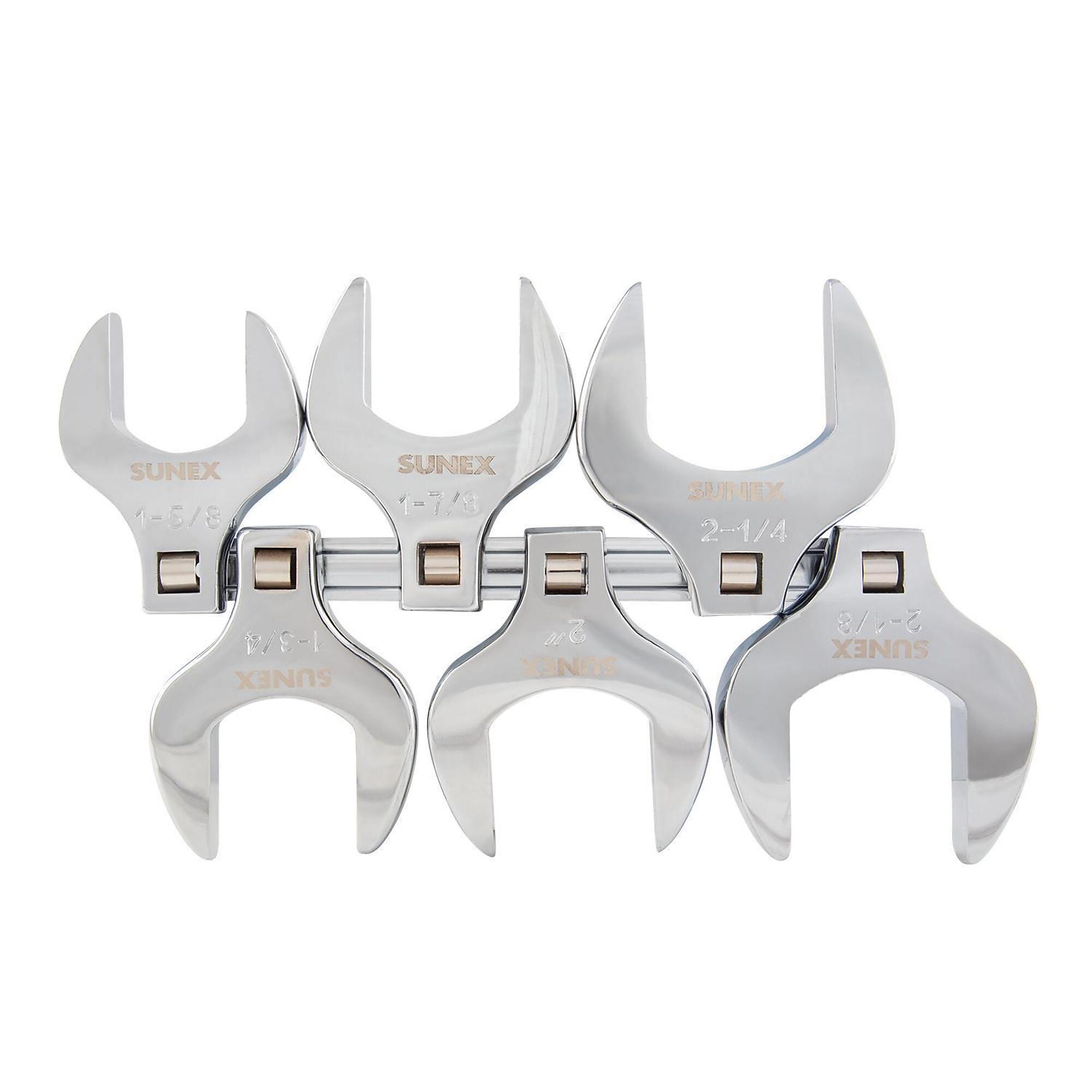 Sunex Tools 6-Piece SAE Jumbo Crowfoot Wrench Set — 1/2in. Drive, Polished, Model# 9722A